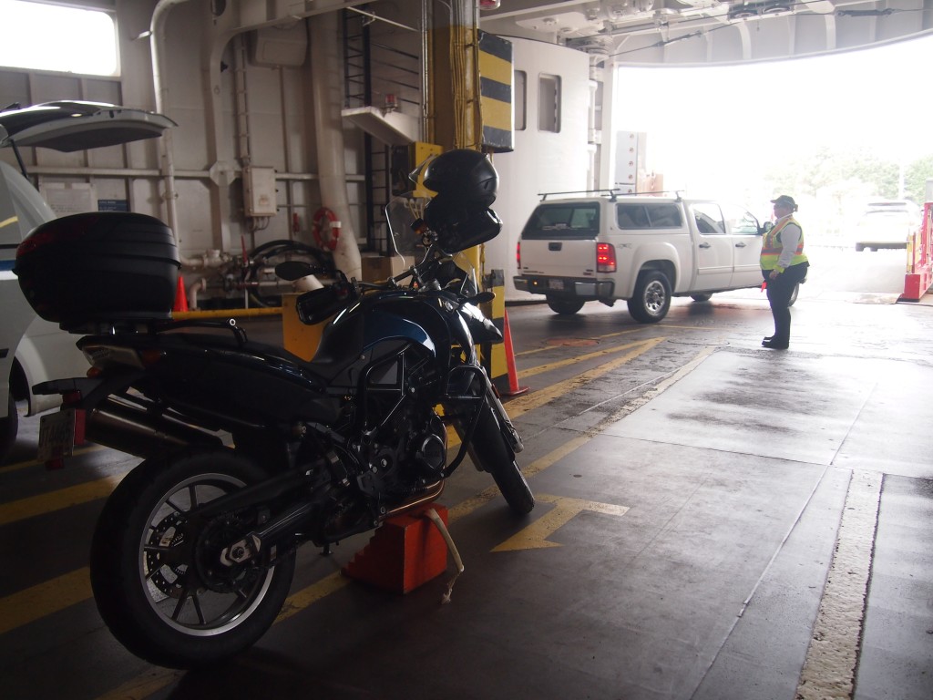 The only motorcycle on the ferry to Mayne Island