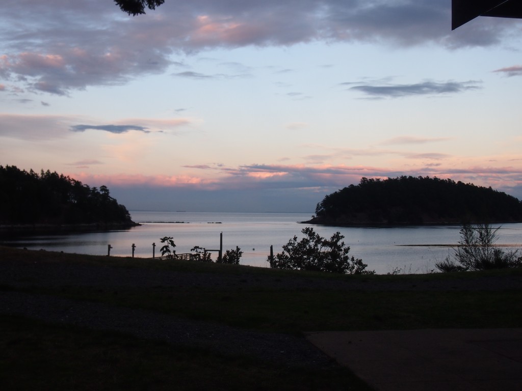 View of the sunset from the cabin on Mayne Island BC
