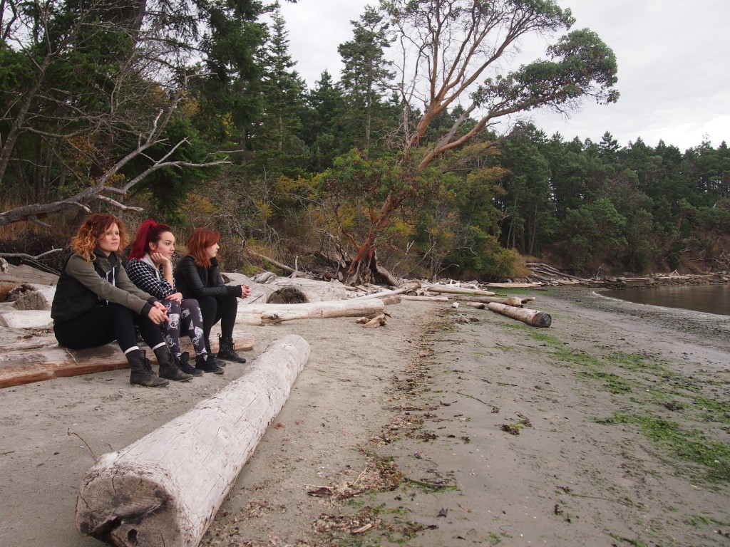 Us girls relaxing on the beach on Mayne Island