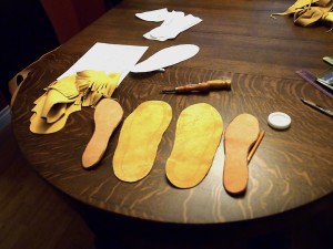 All the pieces for the moose hide moccasins