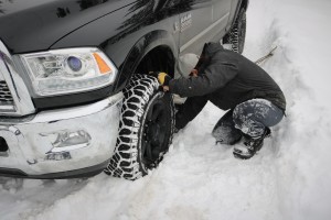 Digging the Dodge out of the snow by hand
