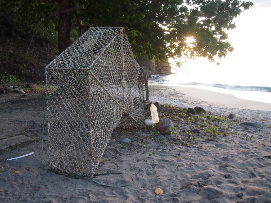 Crab trap on the beach in Guadeloupe