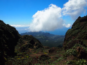 The view from the volcano La Soufriere in Guadeloupe