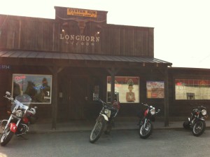Lunch at the Longhorn Saloon in Edison on motorcycles