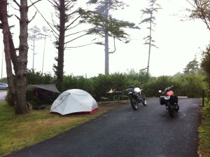 Motorcycle camping at Cape Lookout on the Oregon Coast