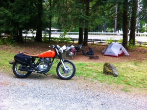 Campsite for the XT500 and SR500 Yamahas