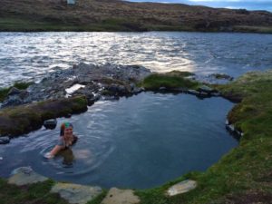 Natural hot spring in Skagafjordur on my road trip in Iceland
