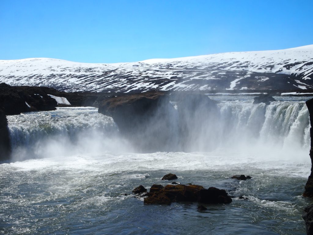The waterfall Godafoss in North Iceland