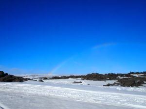 The rainbow leading me to Dettifoss on my road trip around Iceland