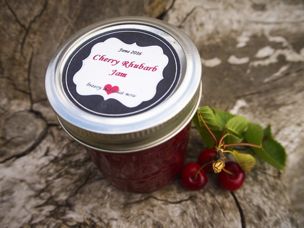 Homemade cherry rhubarb jam
