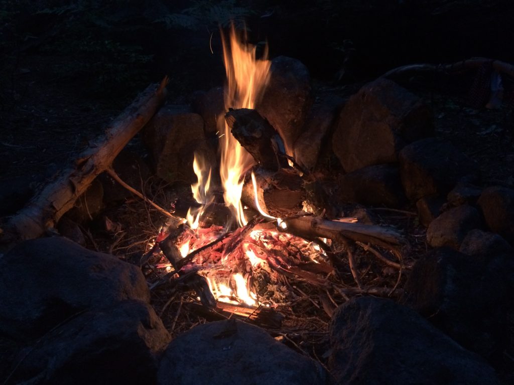 Camp fire near Keyhole hot spring