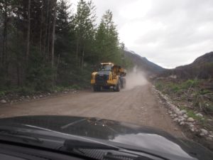 Heavy machinery on the way to Keyhole hot spring