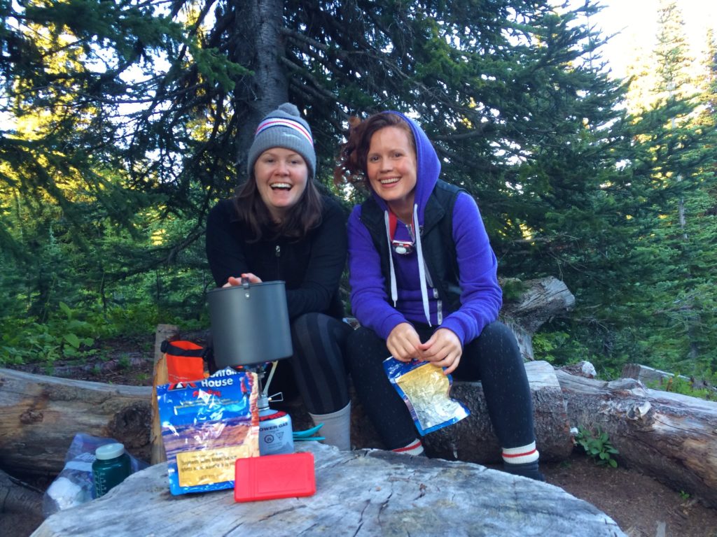 Cooking dinner on our overnight hike on the Heather Trail