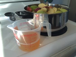 Preparing apples to make sugar free applesauce