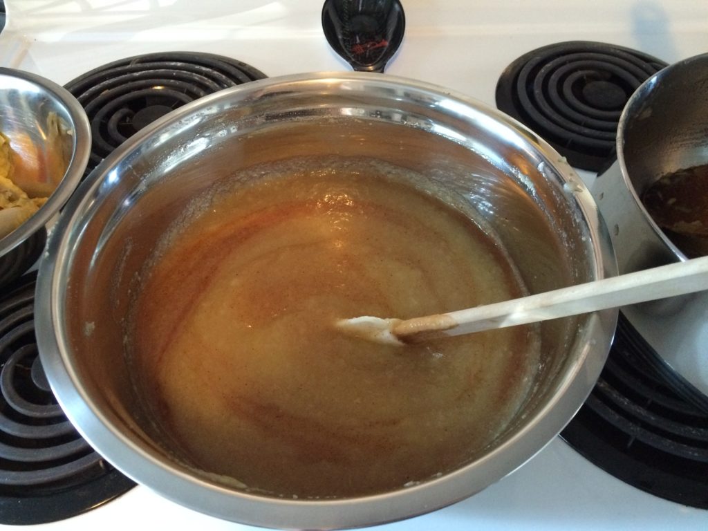 Adding the spices to the sugar free applesauce