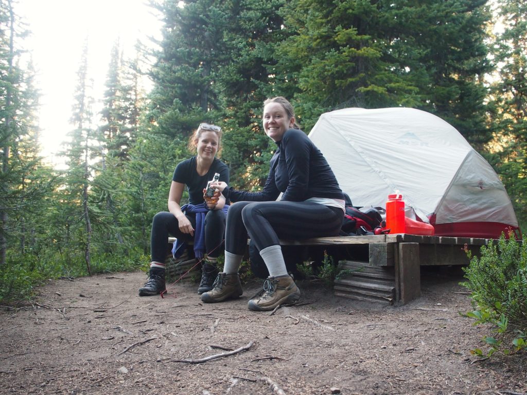Our well deserved whiskey sip on our overnight hike on the heather trail