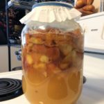 Raw apple cider after two weeks of fermenting