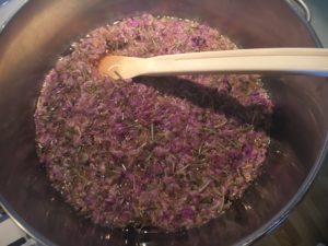 Making fireweed jelly with wild fireweed