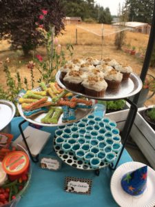 Food spread at Q's birthday party