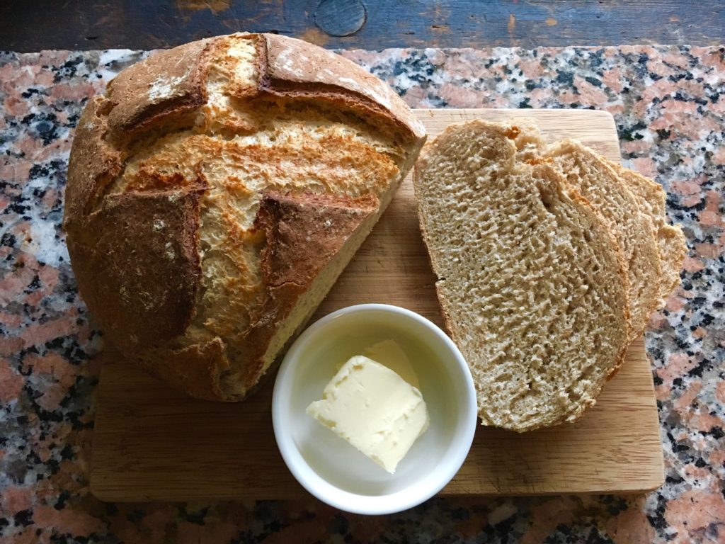 Homemade cultured butter with fresh homemade sourdough